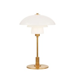 Whitman Table Lamp White, Desk Lamp, Antique Brass/White - Andrew Martin - thumbnail 1