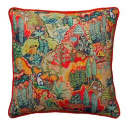Forest Multi, Sustainable Feather, Cushion, Forest - Andrew Martin Linen & Linen Blend Embroidered & Animal & Floral - thumbnail 1