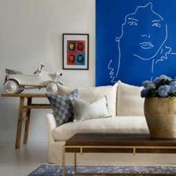 Sprig Denim, Sustainable Feather, Cushion - Andrew Martin Eco-conscious & Linen Blend & Viscose Blend Floral & Small Prints - thumbnail 2