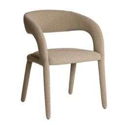 Knox Dining Chair, Chair, Bronze/Dark Neutral - Andrew Martin Boucle & Other Fabric