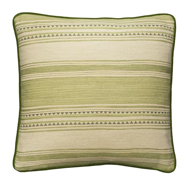 Las Salinas 7, Sustainable Feather, Cushion, 55cm x 55cm, Green - Andrew Martin Cotton Blend Kilim & Stripe - image 1