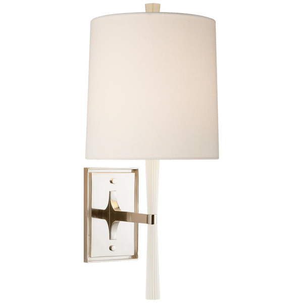 Refined Rib Wall Light Nickel, Wall Light, China White & Polished Nickel - Andrew Martin - image 1