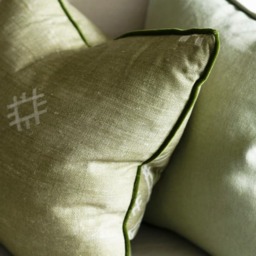 Jericho Green, Sustainable Feather, Cushion, 55cm x 55cm - Andrew Martin Linen & Linen Blend & Viscose Blend Geometric - thumbnail 2