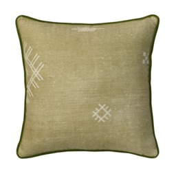 Jericho Green, Sustainable Feather, Cushion, 55cm x 55cm - Andrew Martin Linen & Linen Blend & Viscose Blend Geometric - thumbnail 1