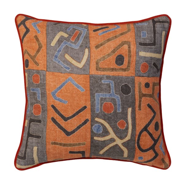 Ashanti Chocolate, Sustainable Feather, Cushion, 55cm x 55cm - Andrew Martin Linen & Linen Blend & Viscose Blend Geometric - image 1