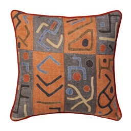 Ashanti Chocolate, Sustainable Feather, Cushion, 55cm x 55cm - Andrew Martin Linen & Linen Blend & Viscose Blend Geometric - thumbnail 1
