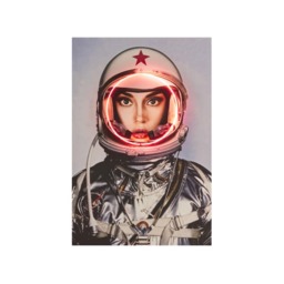 Neon - Space Girl, Silver, Neon Artwork, Silver, 122cm x 182cm - Andrew Martin - thumbnail 1
