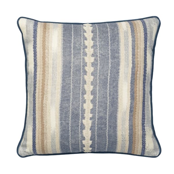 Nineveh Denim, Sustainable Feather, Cushion, 55cm x 55cm - Andrew Martin Linen & Linen Blend & Viscose Blend Stripe - image 1