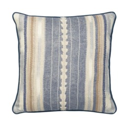 Nineveh Denim, Sustainable Feather, Cushion, 55cm x 55cm - Andrew Martin Linen & Linen Blend & Viscose Blend Stripe - thumbnail 1