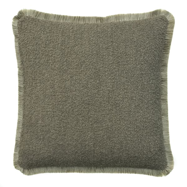 Fleece Truffle, Sustainable Feather, Cushion, 55cm x 55cm - Andrew Martin Bouclé & With Trim/Fringe Weave - image 1