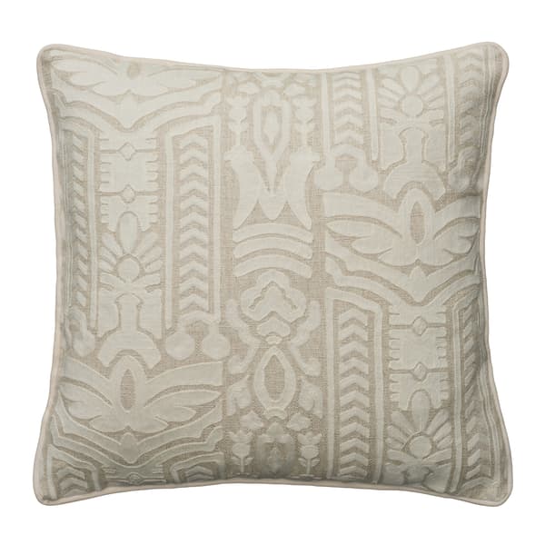 Totem Ivory, Sustainable Feather, Cushion - Andrew Martin Linen & Linen Blend Embroidered & Floral & Geometric - image 1