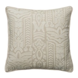 Totem Ivory, Sustainable Feather, Cushion - Andrew Martin Linen & Linen Blend Embroidered & Floral & Geometric - thumbnail 1
