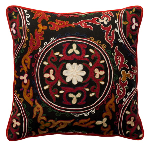 Yurt Ember, Sustainable Feather, Cushion - Andrew Martin Linen & Linen Blend Embroidered & Floral & Geometric - image 1