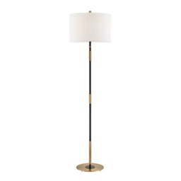 Bowery Floor Lamp, Floor Lamp, Black/Brass - Andrew Martin - thumbnail 2
