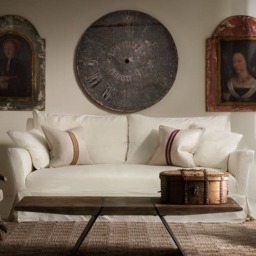 Trek Medal Stripe Gold Tape, Sustainable Feather, Cushion - Andrew Martin Linen - thumbnail 2