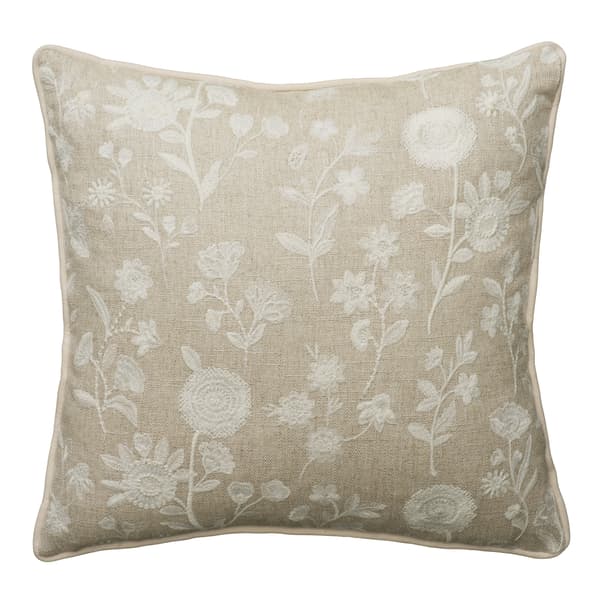 Fable Ivory, Sustainable Feather, Cushion - Andrew Martin Linen & Linen Blend Embroidered & Floral - image 1