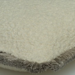 Fleece Chalk, Sustainable Feather, Cushion, 55cm x 55cm - Andrew Martin Bouclé & With Trim/Fringe Weave - thumbnail 2