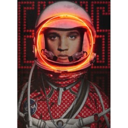 Space Man Elvis, Red, Neon Artwork, 88cm x 120cm - Andrew Martin - thumbnail 2