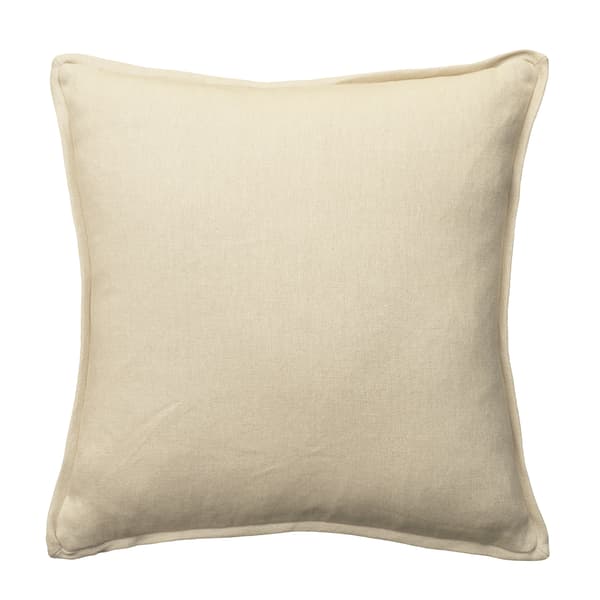 Rocco Ecru, Sustainable Feather, Cushion, 55cm x 55cm - Andrew Martin With Trim/Fringe & Linen & Linen Blend Plain - image 1