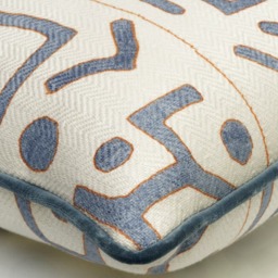 Ashanti Denim / White, Sustainable Feather, Cushion, 55cm x 55cm, Denim White - Andrew Martin Linen & Linen Blend & Viscose Blend Geometric - thumbnail 2
