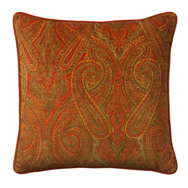 Bonfire Autumn, Sustainable Feather, Cushion, 55cm x 55cm - Andrew Martin Velvet Floral & Paisley - image 1