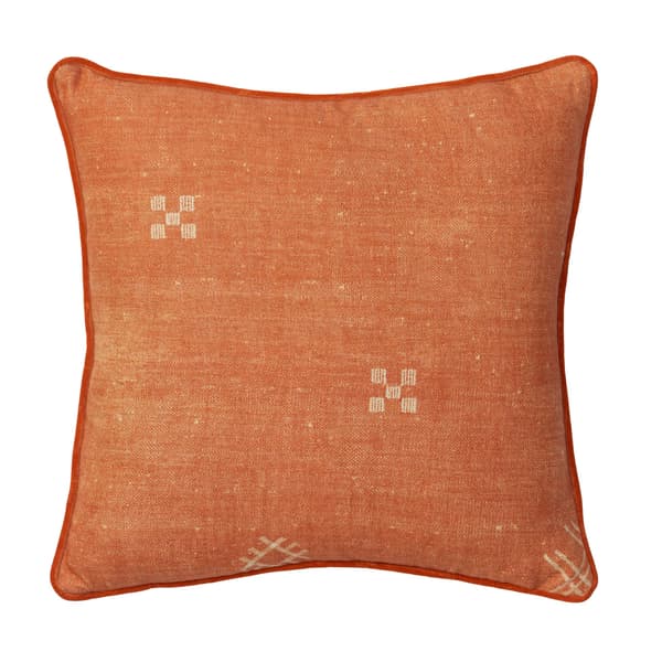 Jericho Brick, Sustainable Feather, Cushion, 55cm x 55cm - Andrew Martin Linen & Linen Blend & Viscose Blend Geometric - image 1