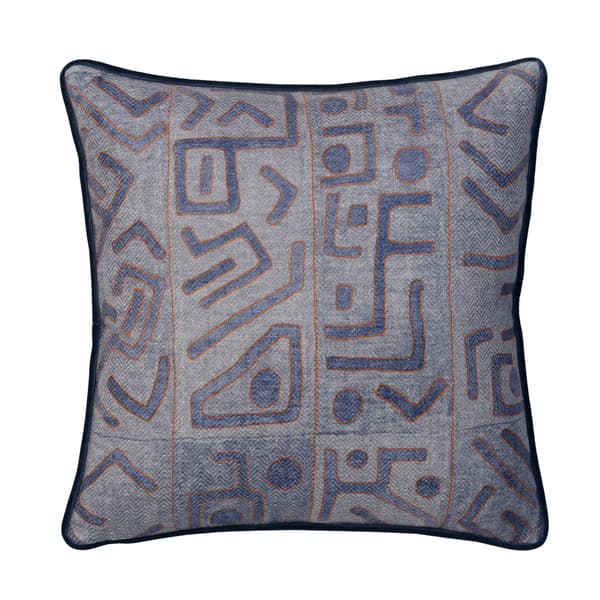 Ashanti Denim, Sustainable Feather, Cushion, 55cm x 55cm - Andrew Martin Linen & Linen Blend & Viscose Blend Geometric - image 1