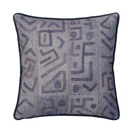 Ashanti Denim, Sustainable Feather, Cushion, 55cm x 55cm - Andrew Martin Linen & Linen Blend & Viscose Blend Geometric - thumbnail 1