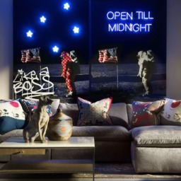 Neon - Moon Landing, Neon Artwork, 80cm x 120cm, Blue - Andrew Martin - thumbnail 2