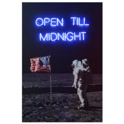 Neon - Moon Landing, Neon Artwork, 80cm x 120cm, Blue - Andrew Martin - thumbnail 1