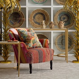 Victoria Chair Andean, Armchair, Pink/Orange/Gold - Andrew Martin Wool - thumbnail 2