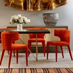 Juno Dining Chair Orange, Chair, Orange - Andrew Martin Velvet - thumbnail 2