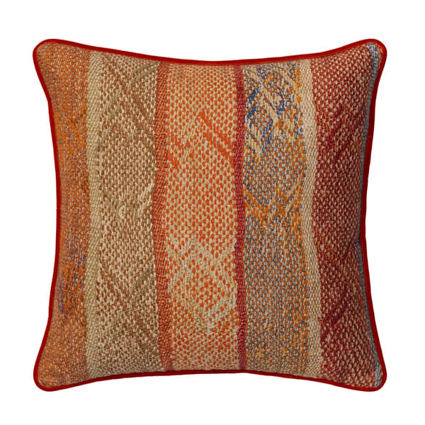 Isthmus Brick / Chocolate, Sustainable Feather, Cushion, 55cm x 55cm, Brick Chocolate - Andrew Martin Linen & Linen Blend & Viscose Blend Herringbone - image 1