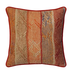 Isthmus Brick / Chocolate, Sustainable Feather, Cushion, 55cm x 55cm, Brick Chocolate - Andrew Martin Linen & Linen Blend & Viscose Blend Herringbone - thumbnail 1