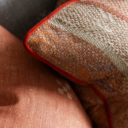 Isthmus Brick / Chocolate, Sustainable Feather, Cushion, 55cm x 55cm, Brick Chocolate - Andrew Martin Linen & Linen Blend & Viscose Blend Herringbone - thumbnail 2
