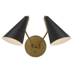 Clemente Double Black, Wall Light, Brass & Black - Andrew Martin