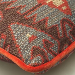 Espiga Blue, Sustainable Feather, Cushion, 55cm x 55cm - Andrew Martin Cotton Blend Kilim - thumbnail 2