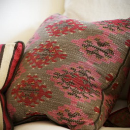 Orillo Pink, Sustainable Feather, Cushion, 55cm x 55cm - Andrew Martin Cotton Blend Kilim & Weave - thumbnail 2