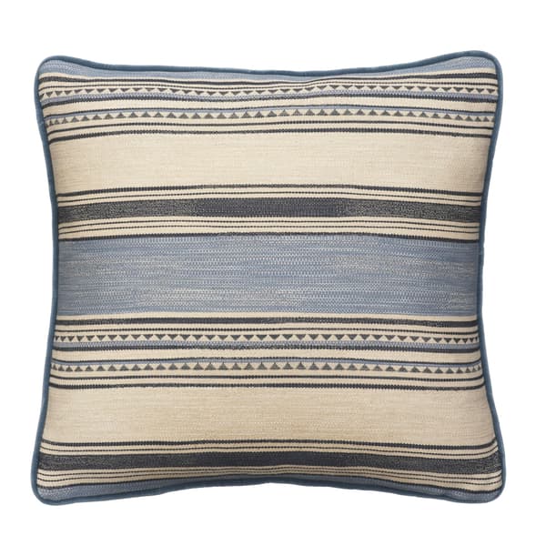 Las Salinas 8, Sustainable Feather, Cushion, 55cm x 55cm, Blue - Andrew Martin Cotton Blend Kilim & Stripe - image 1
