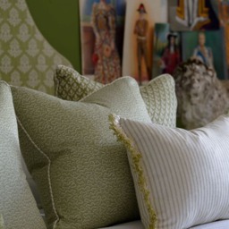Pollen Leaf, Sustainable Feather, Cushion - Andrew Martin Eco-conscious & Linen Blend & Viscose Blend Small Prints - thumbnail 2