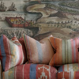Oxus, Sustainable Feather, Cushion, Multi - Andrew Martin Linen Blend Geometric & Ikat & Kilim & Stripe - thumbnail 2