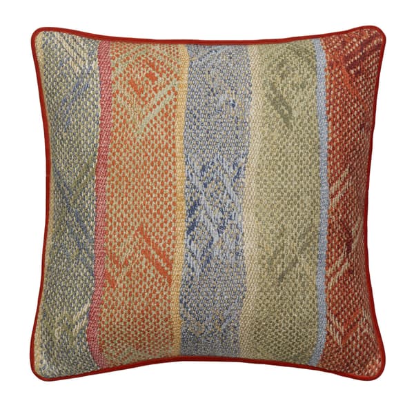 Isthmus Brick / Green, Sustainable Feather, Cushion, 55cm x 55cm, Brick Green - Andrew Martin Linen & Linen Blend & Viscose Blend Herringbone & Stripe - image 1