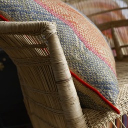 Isthmus Brick / Green, Sustainable Feather, Cushion, 55cm x 55cm, Brick Green - Andrew Martin Linen & Linen Blend & Viscose Blend Herringbone & Stripe - thumbnail 2