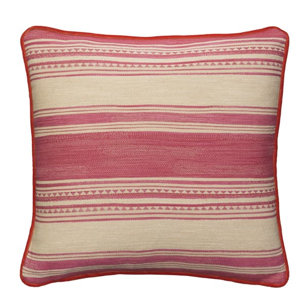 Las Salinas 9, Sustainable Feather, Cushion, 55cm x 55cm, Pink - Andrew Martin Cotton Blend Kilim & Stripe - image 1