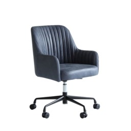 Freud Desk Chair, Chair, Grey - Andrew Martin Leather - thumbnail 1