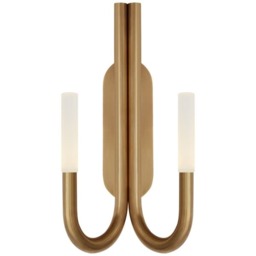 Rousseau Double Wall Light Brass, Wall Light, Antique-Burnished Brass/Crystal - Andrew Martin - thumbnail 1