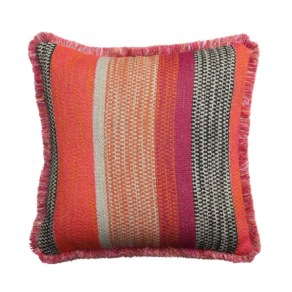 Llama Orange, Sustainable Feather, Cushion, 55cm x 55cm - Andrew Martin Cotton Blend & Linen Blend Stripe - image 1