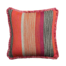 Llama Orange, Sustainable Feather, Cushion, 55cm x 55cm - Andrew Martin Cotton Blend & Linen Blend Stripe - thumbnail 1