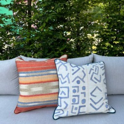Trojan Denim Outdoor, Hollowfibre, Cushion, 55cm x 55cm - Andrew Martin Geometric - thumbnail 2