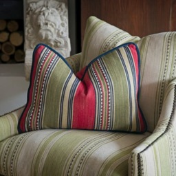 Las Salinas 4 Rectangular, Sustainable Feather, Cushion, 55cm x 40cm - Andrew Martin Cotton Blend Kilim & Stripe - thumbnail 2